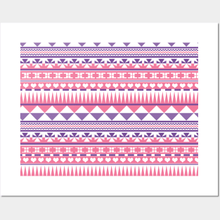 Cute Pink Aztec Pattern Print Posters and Art